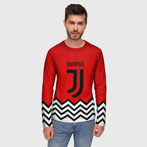 Мужской лонгслив Ювентус полосы спорт / 3D-принт – фото 3