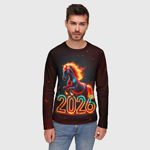 Мужской лонгслив Светящаяся лошадь 2026 / 3D-принт – фото 3