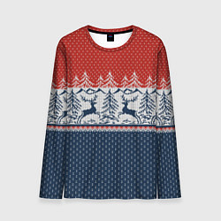 Мужской лонгслив Вязаный узор с оленями
