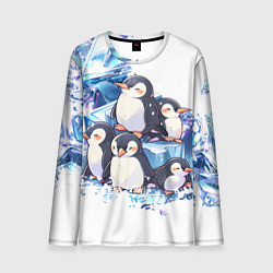 Мужской лонгслив Пингвины и лёд