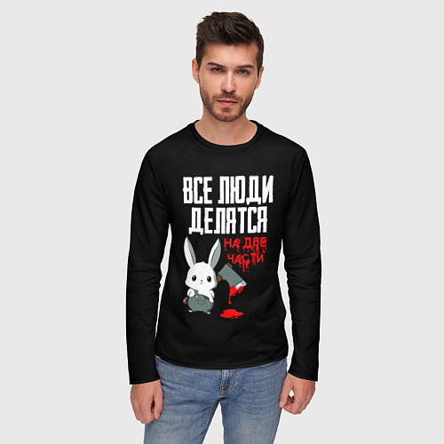 Мужской лонгслив Мизантроп кролик с топором / 3D-принт – фото 3