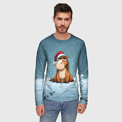 Лонгслив мужской Недовольная новогодняя лошадка, цвет: 3D-принт — фото 2