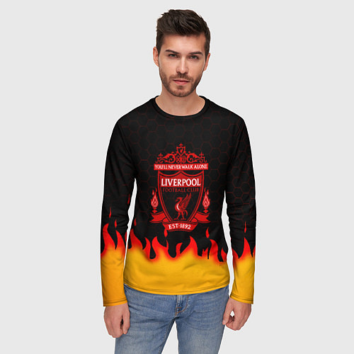 Мужской лонгслив Liverpool огонь спорт / 3D-принт – фото 3