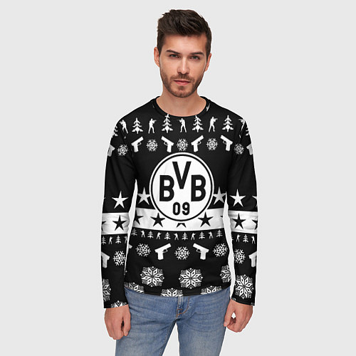 Мужской лонгслив Borussia x counter strike / 3D-принт – фото 3