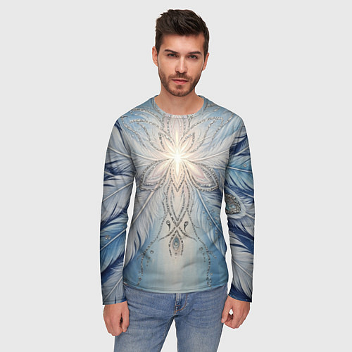 Мужской лонгслив Ледяной перьевой орнамент со светом / 3D-принт – фото 3