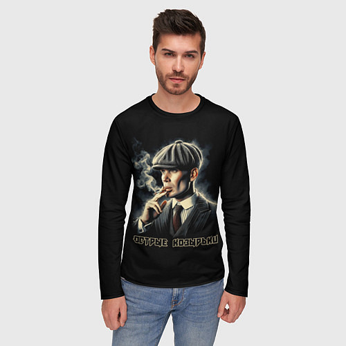 Мужской лонгслив Острые козырьки Шелби / 3D-принт – фото 3