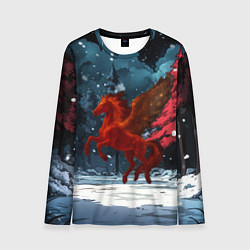 Лонгслив мужской Огненная лошадь с крыльями, цвет: 3D-принт