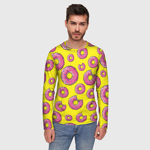 Мужской лонгслив Пончики Гомера / 3D-принт – фото 3
