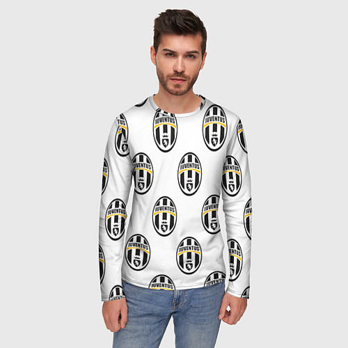 Мужской лонгслив Juventus Pattern / 3D-принт – фото 3