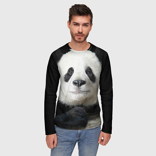 Мужской лонгслив Взгляд пандочки / 3D-принт – фото 3