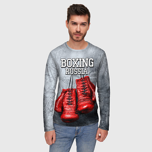 Мужской лонгслив Boxing Russia / 3D-принт – фото 3