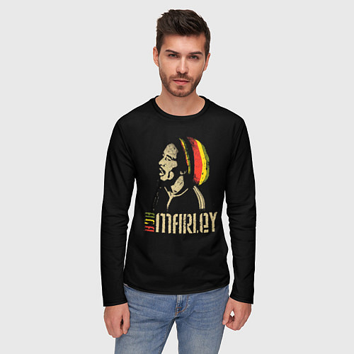 Мужской лонгслив Bob Marley / 3D-принт – фото 3