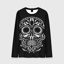 Мужской лонгслив Мексиканский череп на черном