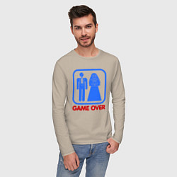 Лонгслив хлопковый мужской Game over, цвет: миндальный — фото 2