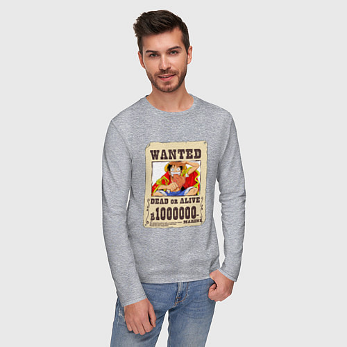 Мужской лонгслив Wanted Luffy / Меланж – фото 3