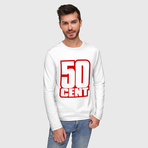 Мужской лонгслив 50 cent / Белый – фото 3