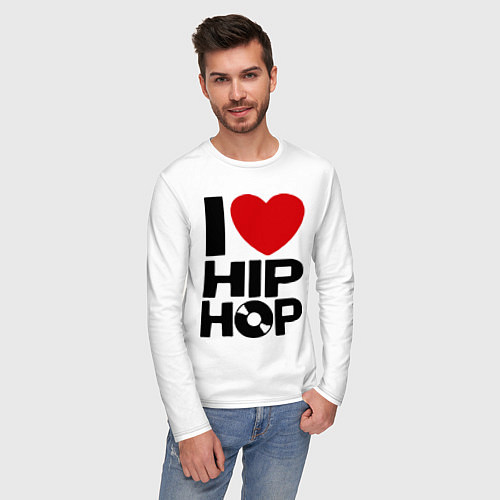 Мужской лонгслив I love Hip Hop / Белый – фото 3