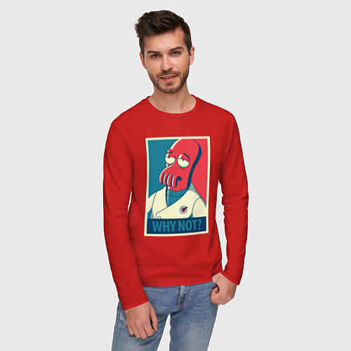 Мужской лонгслив Zoidberg: Why not? / Красный – фото 3