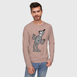 Лонгслив хлопковый мужской Bender Error, цвет: пыльно-розовый — фото 2