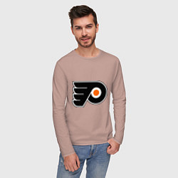 Лонгслив хлопковый мужской Philadelphia Flyers, цвет: пыльно-розовый — фото 2