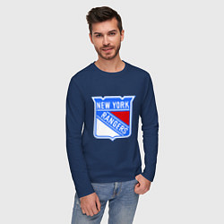 Лонгслив хлопковый мужской New York Rangers, цвет: тёмно-синий — фото 2