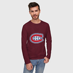 Лонгслив хлопковый мужской Montreal Canadiens цвета меланж-бордовый — фото 2