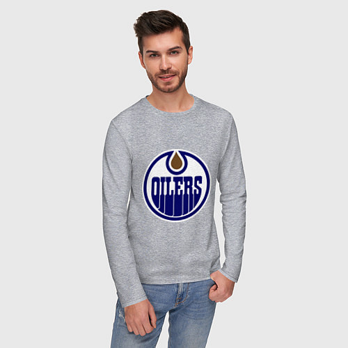 Мужской лонгслив Edmonton Oilers / Меланж – фото 3