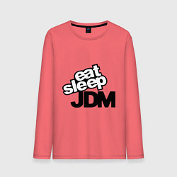 Лонгслив хлопковый мужской Eat sleep jdm, цвет: коралловый