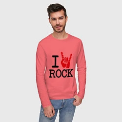 Лонгслив хлопковый мужской I love rock, цвет: коралловый — фото 2