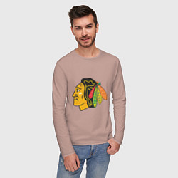 Лонгслив хлопковый мужской Chicago Blackhawks: Kane, цвет: пыльно-розовый — фото 2