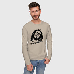 Лонгслив хлопковый мужской Bob Marley: Don't worry, цвет: миндальный — фото 2