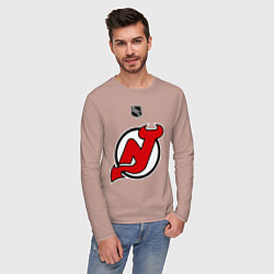 Лонгслив хлопковый мужской New Jersey Devils: Kovalchuk 17, цвет: пыльно-розовый — фото 2