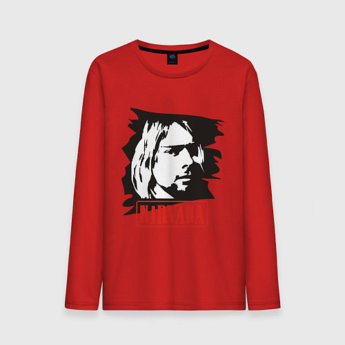 Мужской лонгслив Nirvana: Kurt Cobain / Красный – фото 1