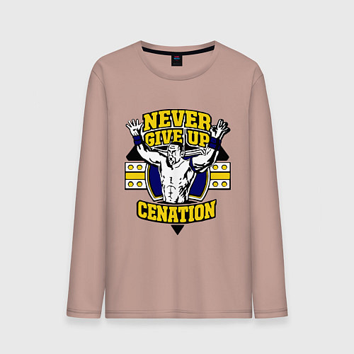 Мужской лонгслив Never Give Up: Cenation / Пыльно-розовый – фото 1