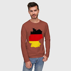Лонгслив хлопковый мужской Германия (Germany) цвета кирпичный — фото 2