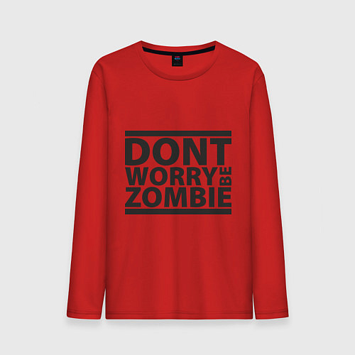 Мужской лонгслив Dont worry be zombie / Красный – фото 1