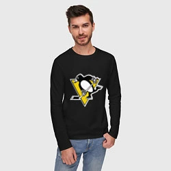 Лонгслив хлопковый мужской Pittsburgh Penguins, цвет: черный — фото 2