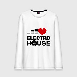 Лонгслив хлопковый мужской Electro house love, цвет: белый