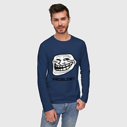 Лонгслив хлопковый мужской Trollface. Problem? Проблемы?, цвет: тёмно-синий — фото 2