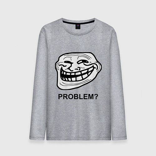 Мужской лонгслив Trollface. Problem? Проблемы? / Меланж – фото 1