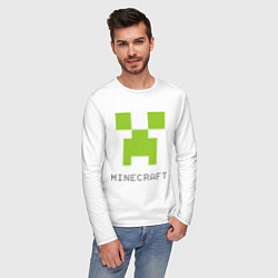 Лонгслив хлопковый мужской Minecraft logo grey, цвет: белый — фото 2