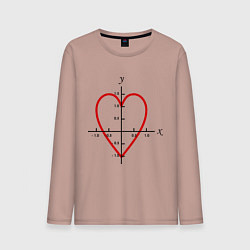 Лонгслив хлопковый мужской Формула любви математическая 2, цвет: пыльно-розовый