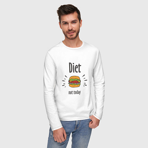 Мужской лонгслив Diet. Not Today / Белый – фото 3