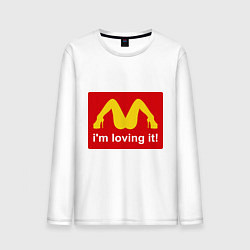 Лонгслив хлопковый мужской Im lovin it!, цвет: белый
