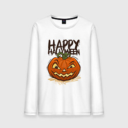 Лонгслив хлопковый мужской Happy halloween, цвет: белый