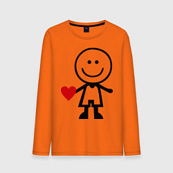 Лонгслив хлопковый мужской Влюбленный мальчик цвета оранжевый — фото 1