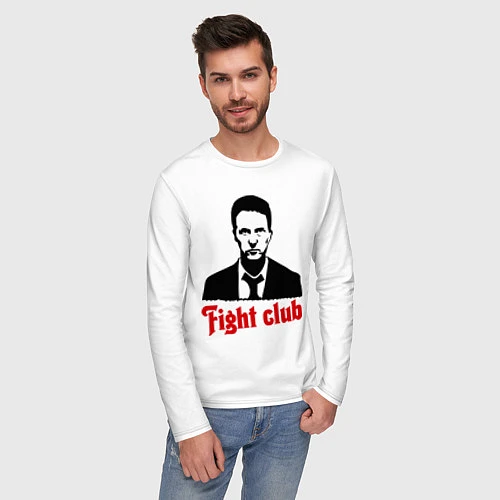 Мужской лонгслив Fight Club: Edward Norton / Белый – фото 3