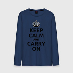 Лонгслив хлопковый мужской Keep Calm & Carry On, цвет: тёмно-синий