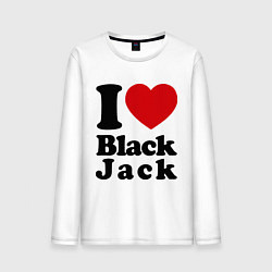 Лонгслив хлопковый мужской I love black jack, цвет: белый