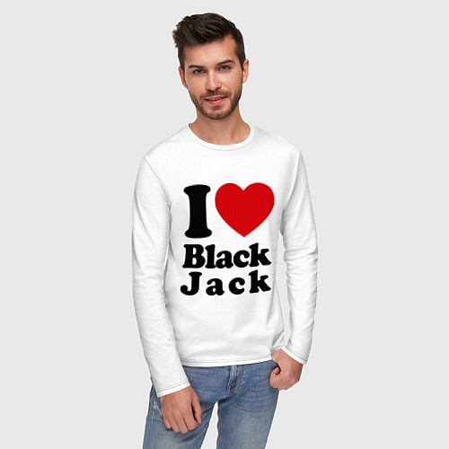 Мужской лонгслив I love black jack / Белый – фото 3